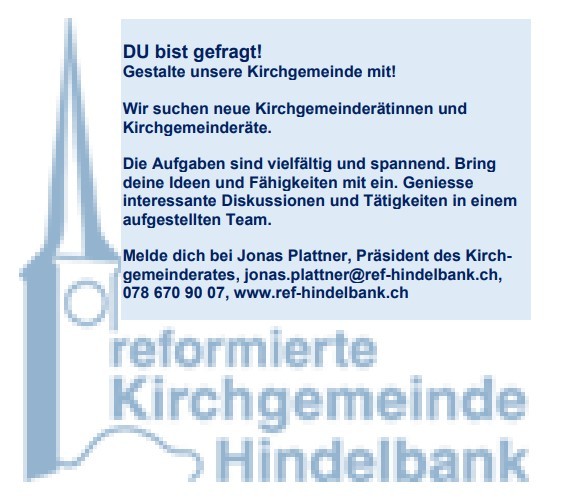 Gestalte unsere Kirchgemeinde mit! Gestalte unsere Kirchgemeinde mit!